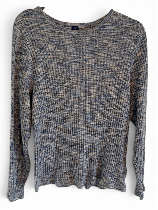 Old Navy Tops - Old Navy Blue and Gray Ribbed Long Sleeve Plush Tee XXL